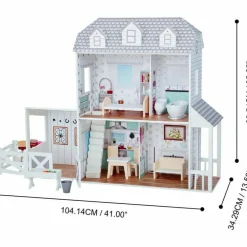 Dreamland Farm House Dollhouse - White / Grey