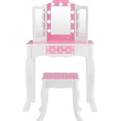 Fantasy Fields Gisele Polka Dot Kids Vanity Table & Stool with LED