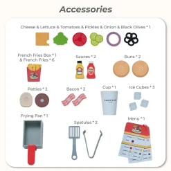 Flip & Fry Wooden Burger Shop with 29 Pcs Accessories