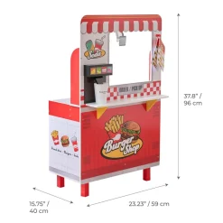 Flip & Fry Wooden Burger Shop with 29 Pcs Accessories