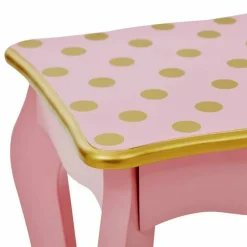 Gisele Polka Dot Vanity with Mirror & Stool - Pink