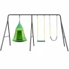 Gobaplay TitanPro Swing Set with Green Saucer Tent Swing