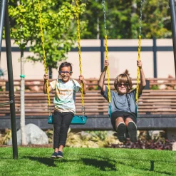 Gobaplay TitanPro Swing Set with Green Saucer Tent Swing