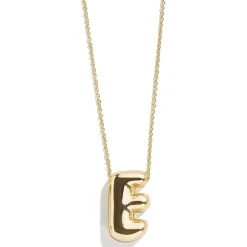Gold Bubble Initial Necklace - E