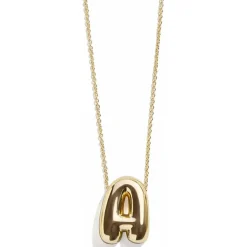 Gold Bubble Initial Necklace - A