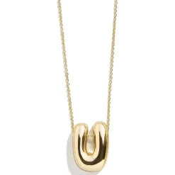 Gold Bubble Initial Necklace - U