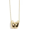 Gold Bubble Initial Necklace - W