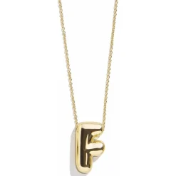 Gold Bubble Initial Necklace - F