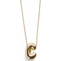 Gold Bubble Initial Necklace - C