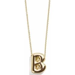 Gold Bubble Initial Necklace - B