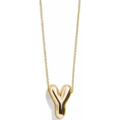 Gold Bubble Initial Necklace - Y