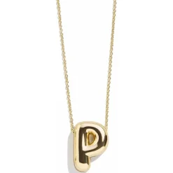 Gold Bubble Initial Necklace - P