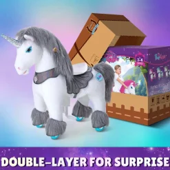 Grey Unicorn Model Y Ride on Toy - 3-4 Years