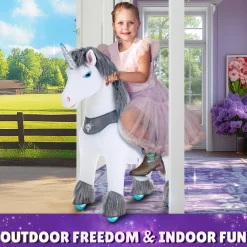 Grey Unicorn Model Y Ride on Toy - 4-7 Years
