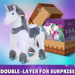 Grey Unicorn Model Y Ride on Toy - 4-7 Years
