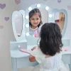 Heart Glow Wooden Vanity Set with LED Lights Mirror & Stool - Blue