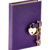 Heart Lock Journal in Purple Saffiano Leather