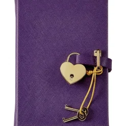 Heart Lock Journal in Purple Saffiano Leather