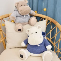 Hippo Plush with Blue Sweatshirt