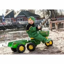 John Deere 3-Wheel Pedal Tractor with Trailer