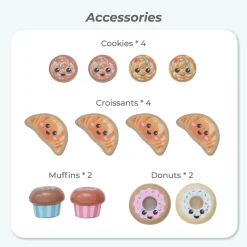 Jolly Pals Wooden Bakery Stand with 12 Pastry Pieces