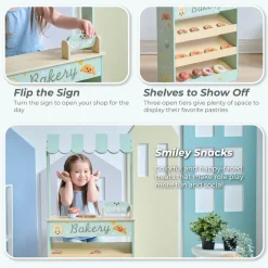 Jolly Pals Wooden Bakery Stand with 12 Pastry Pieces