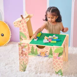 Jungle Giraffe 2-in-1 Wooden Activity Table + 23 Accessories & 1 Car