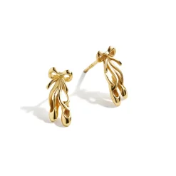 18k Gold Ballet Delicate Stud Earrings