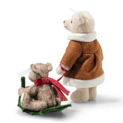 Limited Edition Mama Teddy Bear and Cub Plush on the Holly Express