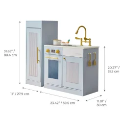 Little Chef Chester Wooden Play Kitchen with Large Fridge & Sink - Blue
