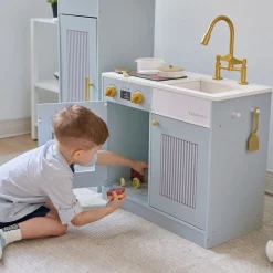 Little Chef Chester Wooden Play Kitchen with Large Fridge & Sink - Blue