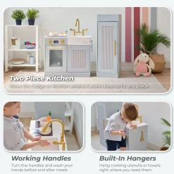Little Chef Chester Wooden Play Kitchen with Large Fridge & Sink - Blue