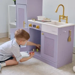 Little Chef Chester Wooden Play Kitchen with Large Fridge & Sink - Purple