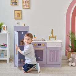 Little Chef Chester Wooden Play Kitchen with Large Fridge & Sink - Purple