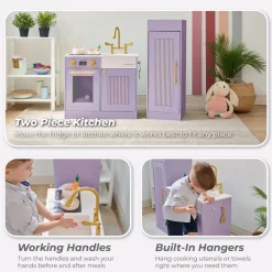Little Chef Chester Wooden Play Kitchen with Large Fridge & Sink - Purple