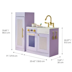 Little Chef Chester Wooden Play Kitchen with Large Fridge & Sink - Purple
