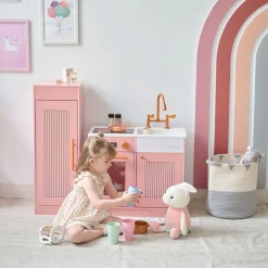 Little Chef Chester Wooden Play Kitchen with Large Fridge & Sink - Pink