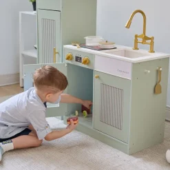 Little Chef Chester Wooden Play Kitchen with Large Fridge & Sink - Green