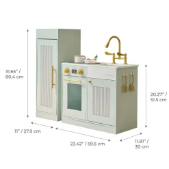 Little Chef Chester Wooden Play Kitchen with Large Fridge & Sink - Green