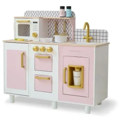 Little Chef Hampton Wooden Play Kitchen with Ice Dispenser & Sink - Pink