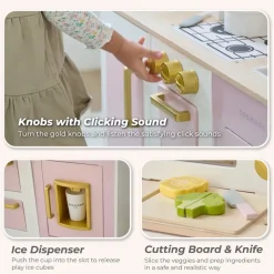 Little Chef Hampton Wooden Play Kitchen with Ice Dispenser & Sink - Pink