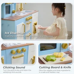 Little Chef Hampton Wooden Play Kitchen with Ice Dispenser & Sink - Blue