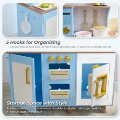 Little Chef Hampton Wooden Play Kitchen with Ice Dispenser & Sink - Blue