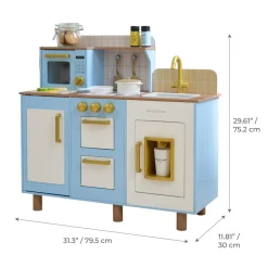 Little Chef Hampton Wooden Play Kitchen with Ice Dispenser & Sink - Blue