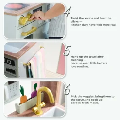 Little Chef Lake Tahoe Wooden Play Kitchen Washer & Mini Garden - Pink