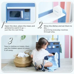 Little Chef Lake Tahoe Wooden Play Kitchen Washer & Mini Garden - Blue