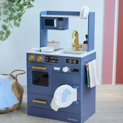 Little Chef Lake Tahoe Wooden Play Kitchen Washer & Mini Garden - Blue