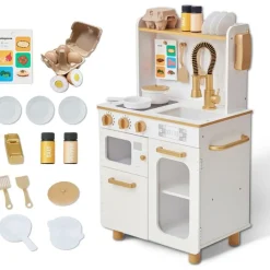 Little Chef Memphis Play Kitchen + Accessories - White/Gold