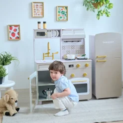 Little Chef Normandy Wooden Play Kitchen with Modular Fridge & Sink - Grey