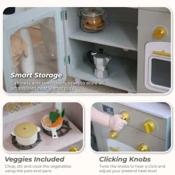 Little Chef Normandy Wooden Play Kitchen with Modular Fridge & Sink - Grey